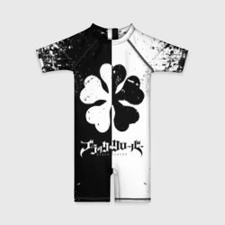 Детский купальный костюм 3D Черный Клевер прямо разделенный фон