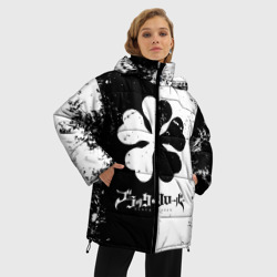 Женская зимняя куртка Oversize Черный Клевер прямо разделенный фон - фото 2