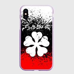 Чехол для iPhone XS Max матовый Черный Клевер трехцветный фон