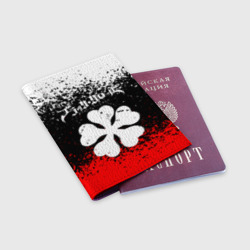 Обложка для паспорта матовая кожа Черный Клевер трехцветный фон - фото 2