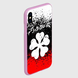 Чехол для iPhone XS Max матовый Черный Клевер трехцветный фон - фото 2