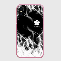 Чехол для iPhone XS Max матовый Black Clover on smoky background
