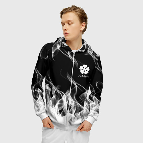 Мужская толстовка 3D на молнии Black Clover on smoky background, цвет белый - фото 3