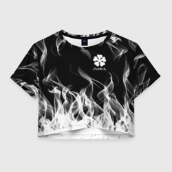 Женская футболка Crop-top 3D Black Clover on smoky background