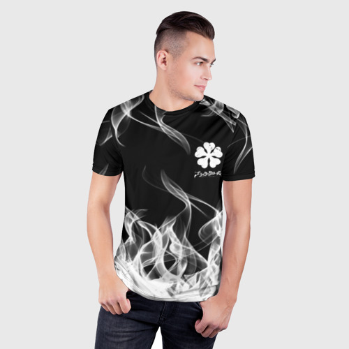 Мужская футболка 3D Slim Black Clover on smoky background, цвет 3D печать - фото 3