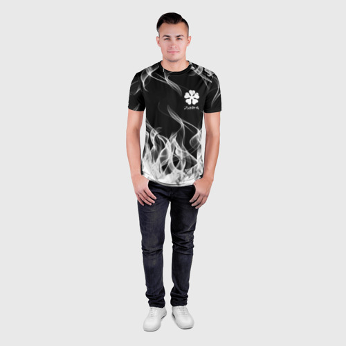 Мужская футболка 3D Slim Black Clover on smoky background, цвет 3D печать - фото 4