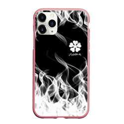 Чехол для iPhone 11 Pro Max матовый Black Clover on smoky background