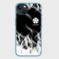 Чехол для iPhone 14 Plus Black Clover on smoky background