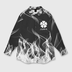 Мужская рубашка oversize 3D Black Clover on smoky background