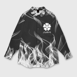 Женская рубашка oversize 3D Black Clover on smoky background