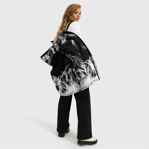 Женская зимняя куртка Oversize Black Clover on smoky background, цвет светло-серый - фото 5