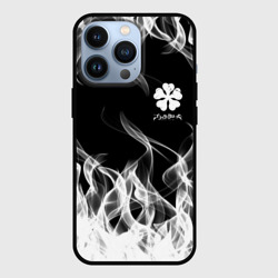 Чехол для iPhone 13 Pro Black Clover on smoky background