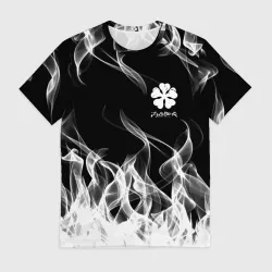 Мужская футболка 3D Black Clover on smoky background