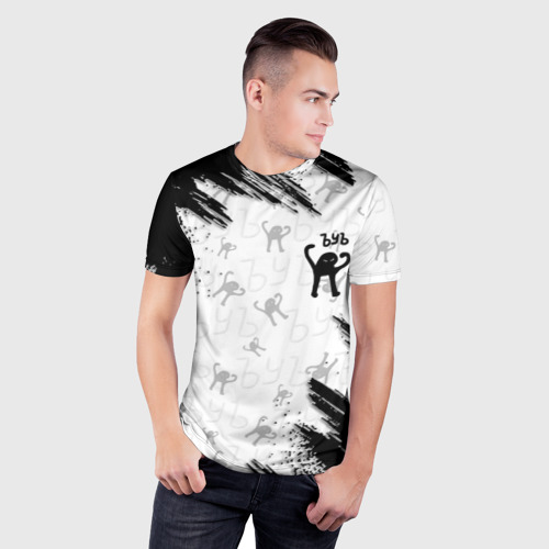 Мужская футболка 3D Slim с принтом ЪУЪ съука, фото на моделе #1