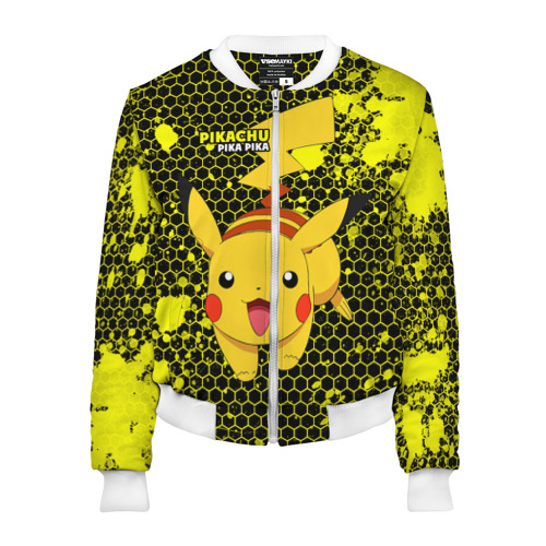 Женский бомбер 3D Pikachu Pika Pika, цвет белый