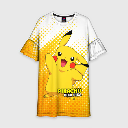 Детское платье с принтом Pikachu Pika-Pika, вид спереди №1