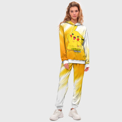 Костюм с принтом Pikachu Pika-Pika для женщины, вид на модели спереди №3. Цвет основы: белый
