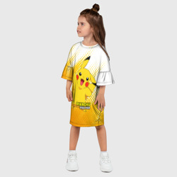 Платье с принтом Pikachu Pika-Pika для ребенка, вид на модели спереди №2. Цвет основы: белый