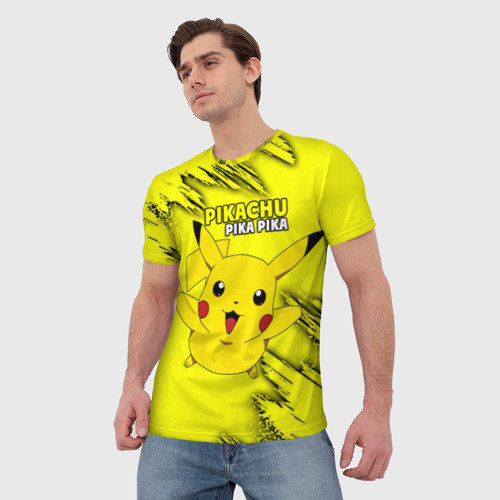 Мужская футболка 3D Pikachu Pika Pika, цвет 3D печать - фото 3