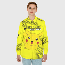 Мужская рубашка oversize 3D Pikachu Pika Pika - фото 2