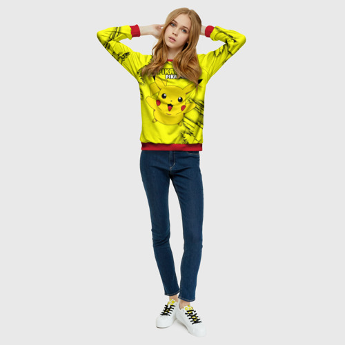 Женский свитшот 3D с принтом Pikachu Pika Pika, вид сбоку #3