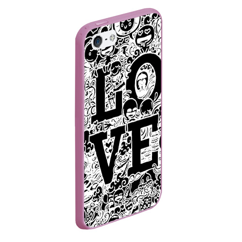 Чехол для iPhone 5/5S матовый love, цвет розовый - фото 3
