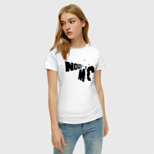 Женская футболка хлопок с принтом Noize MC, фото на моделе #1