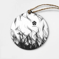 Деревянная игрушка круг Черный Клевер объятый огнем