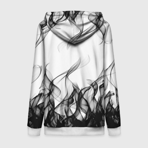 Женская толстовка 3D на молнии Черный Клевер объятый огнем, цвет белый - фото 2