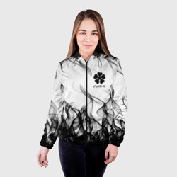 Женская куртка 3D Черный Клевер объятый огнем - фото 2