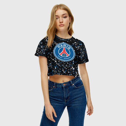 Женская футболка Crop-top 3D PSG., цвет 3D печать - фото 3