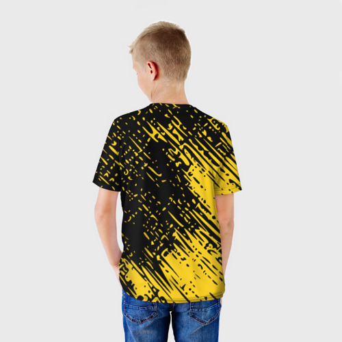 Детская футболка 3D с принтом Bumblebee, вид сзади #2