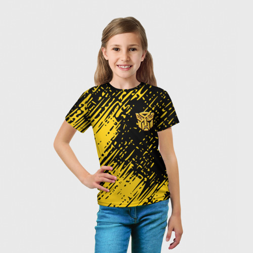 Детская футболка 3D с принтом Bumblebee, вид сбоку #3