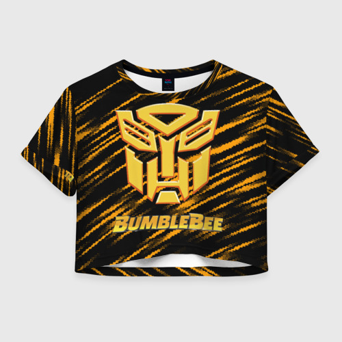 Женская футболка Crop-top 3D Bumblebee., цвет 3D печать