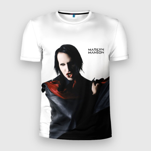 Мужская футболка 3D Slim с принтом Marilyn Manson, вид спереди #2