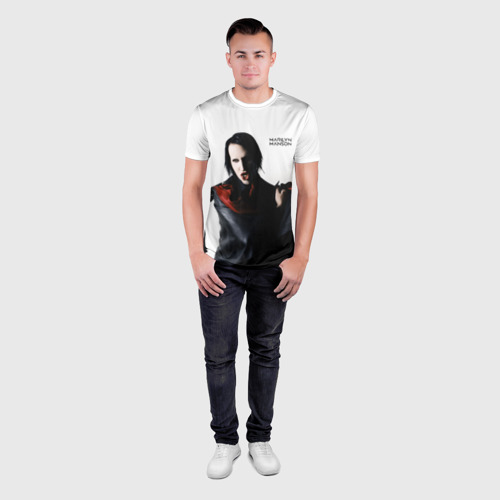 Мужская футболка 3D Slim с принтом Marilyn Manson, вид сбоку #3