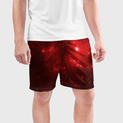 Мужские шорты спортивные с принтом Красное Очарование, фото на моделе #1