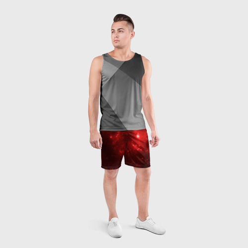 Мужские шорты спортивные с принтом Красное Очарование, вид сбоку #3