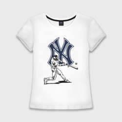 Женская футболка хлопок Slim New York Yankees - baseball team