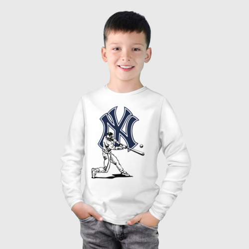 Детский лонгслив хлопок New York Yankees - baseball team, цвет белый - фото 3