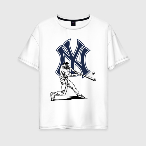 Женская футболка хлопок Oversize New York Yankees - baseball team, цвет белый