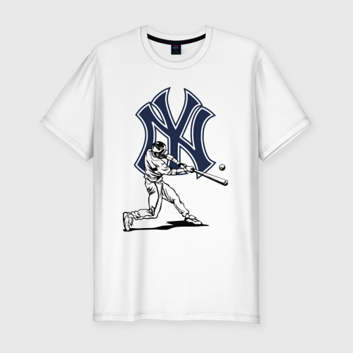 Мужская футболка хлопок Slim New York Yankees - baseball team, цвет белый