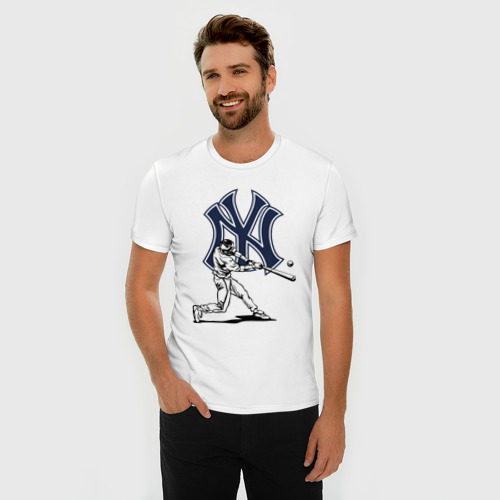 Мужская футболка хлопок Slim New York Yankees - baseball team, цвет белый - фото 3