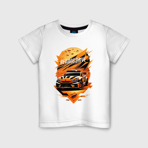 Детская футболка из хлопка с принтом BeamNG.Drive - Air studio, вид спереди №1