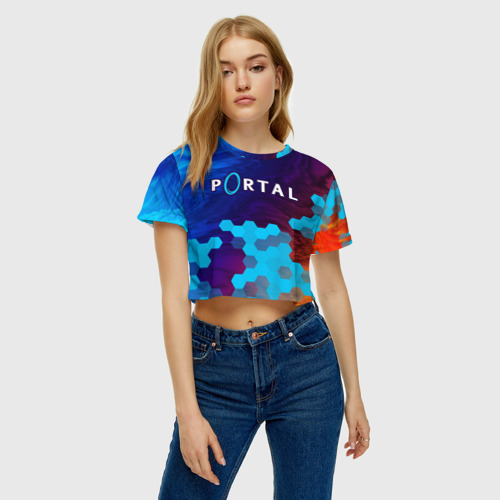 Женская футболка Crop-top 3D PORTAL / ПОРТАЛ, цвет 3D печать - фото 4