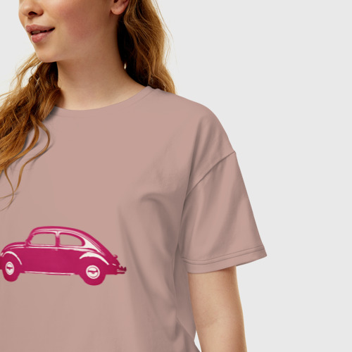Женская футболка хлопок Oversize с принтом Volkswagen Жук, фото на моделе #1