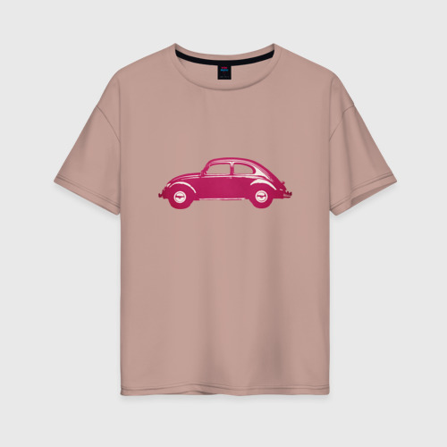 Женская футболка хлопок Oversize с принтом Volkswagen Жук, вид спереди #2