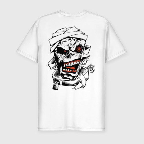 Мужская футболка хлопок Slim с принтом Horror, вид сзади #1
