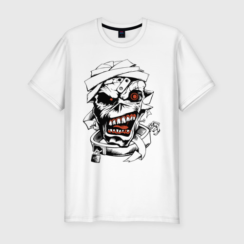Мужская футболка хлопок Slim с принтом Horror, вид спереди #2
