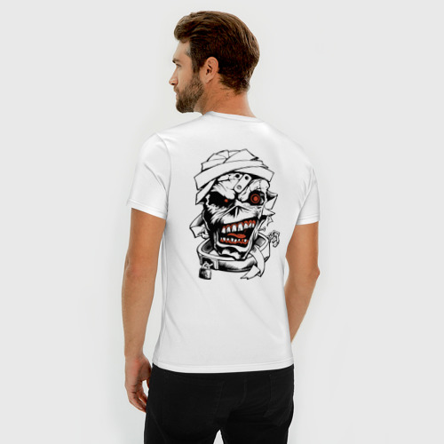 Мужская футболка хлопок Slim с принтом Horror, вид сзади #2